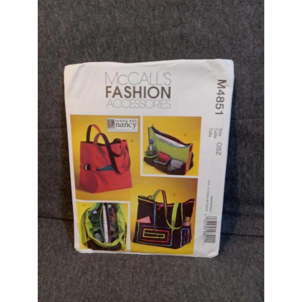 McCalls Fashion Accessories Pattern #M4851 Uncut Handbags